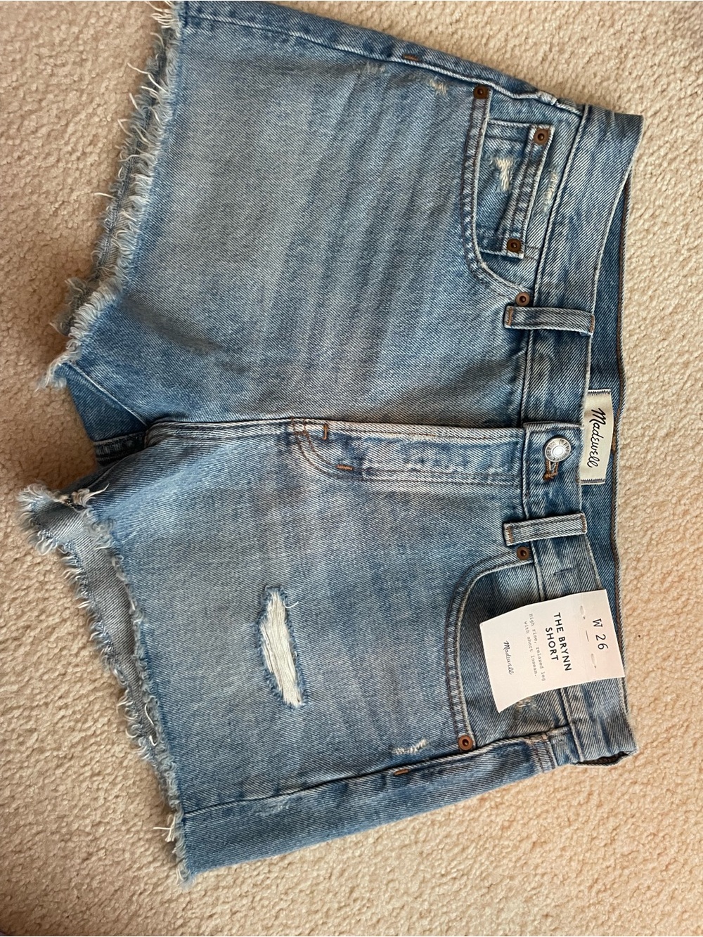 Madewell Faded Blue Distressed Cutoff Denim Shorts